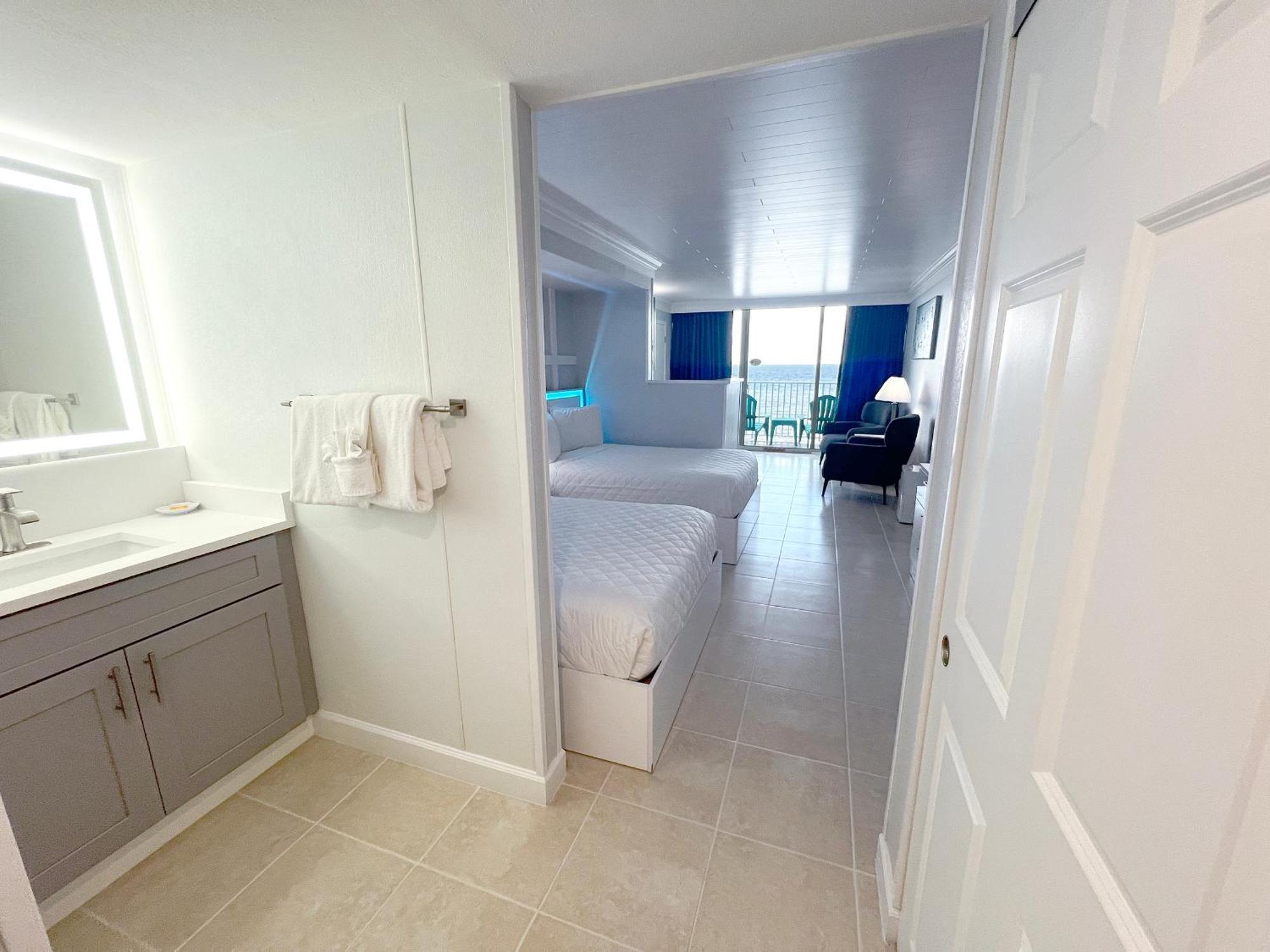 Beachfront Two Double Beds Studio Balcony
